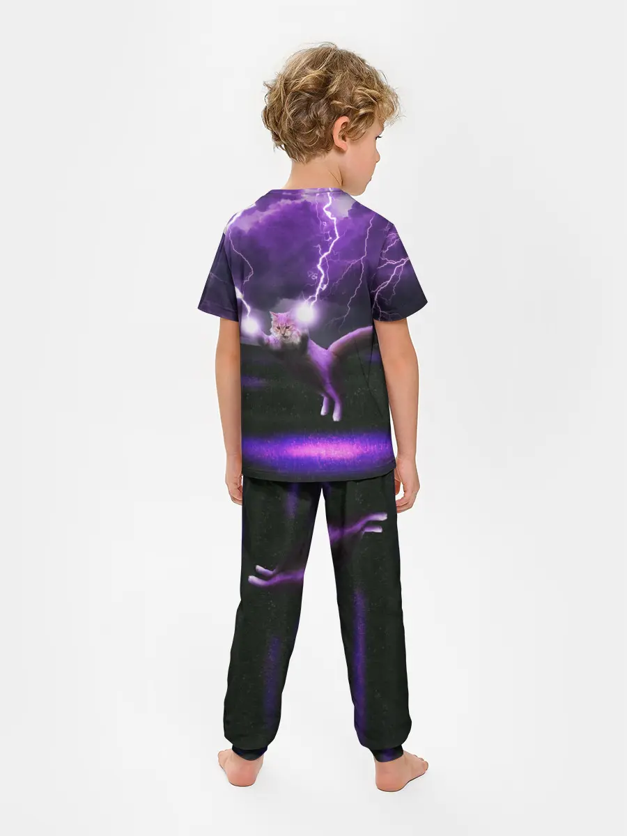 Детская пижама с брюками / Кот и Молнии
