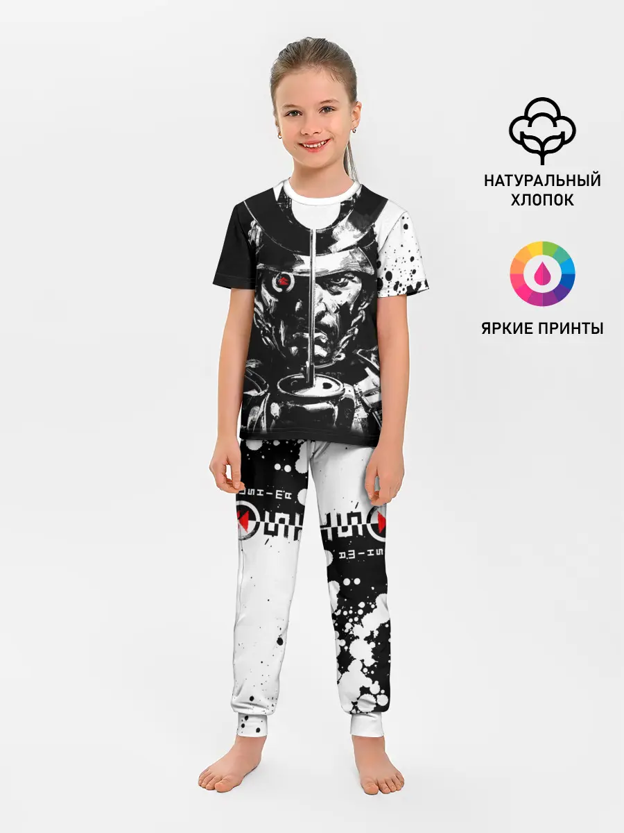 Детская пижама с брюками / Самурай | ЧБ | Лого
