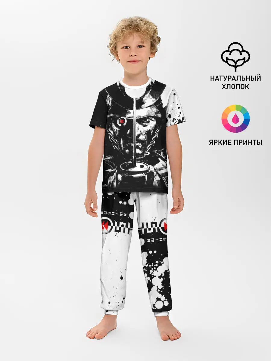 Детская пижама с брюками / Самурай | ЧБ | Лого