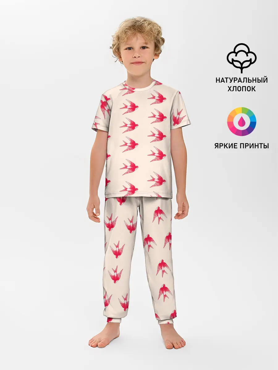 Детская пижама с брюками / Синицы