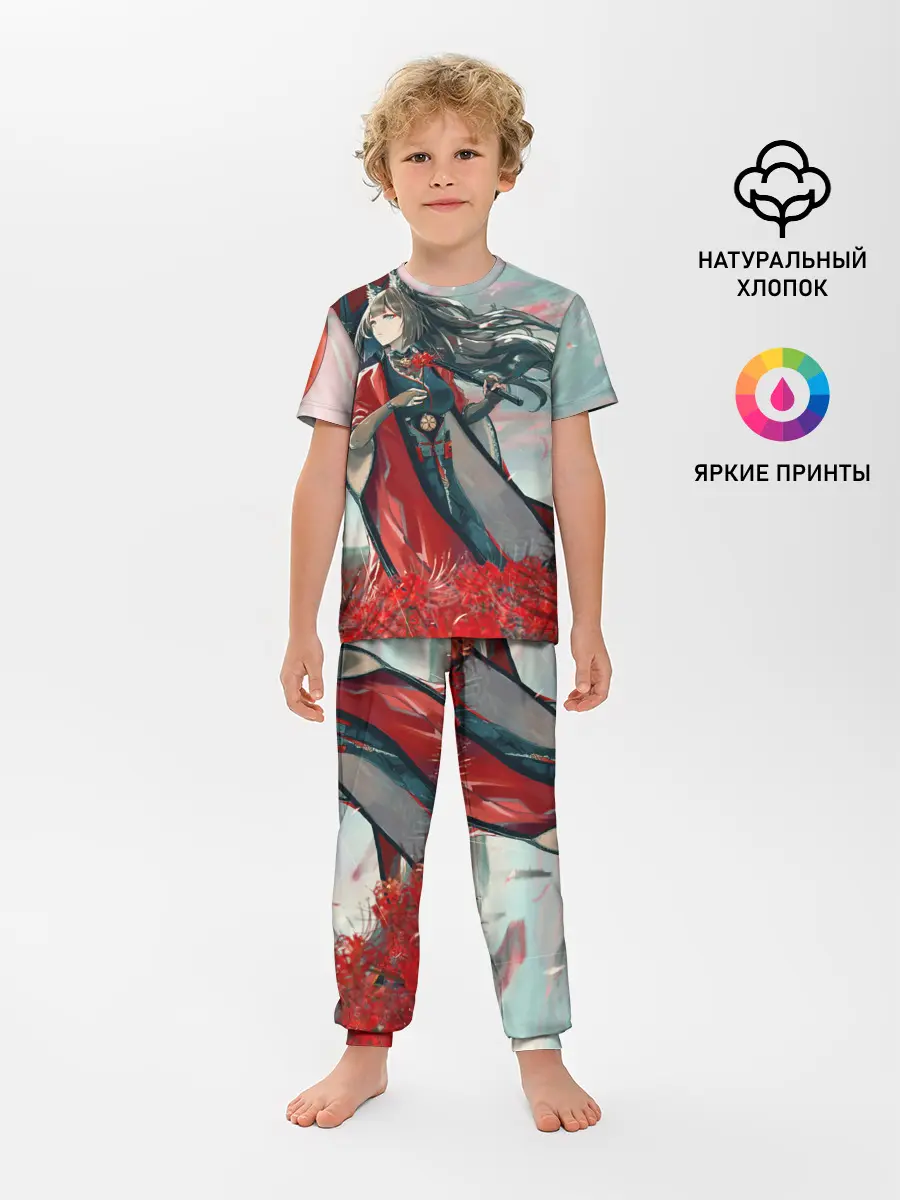 Детская пижама с брюками / Azur Lane red flowers
