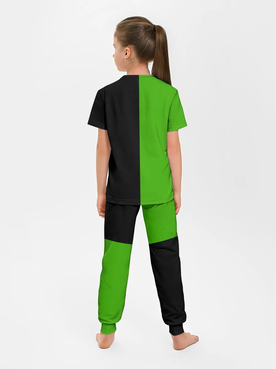 Детская пижама с брюками / SKODA черно-зеленый