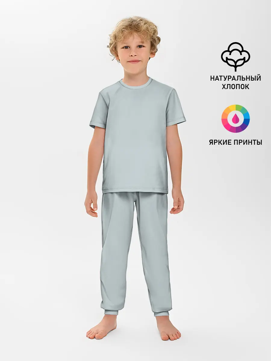 Детская пижама с брюками / Радуга v5 - голубой