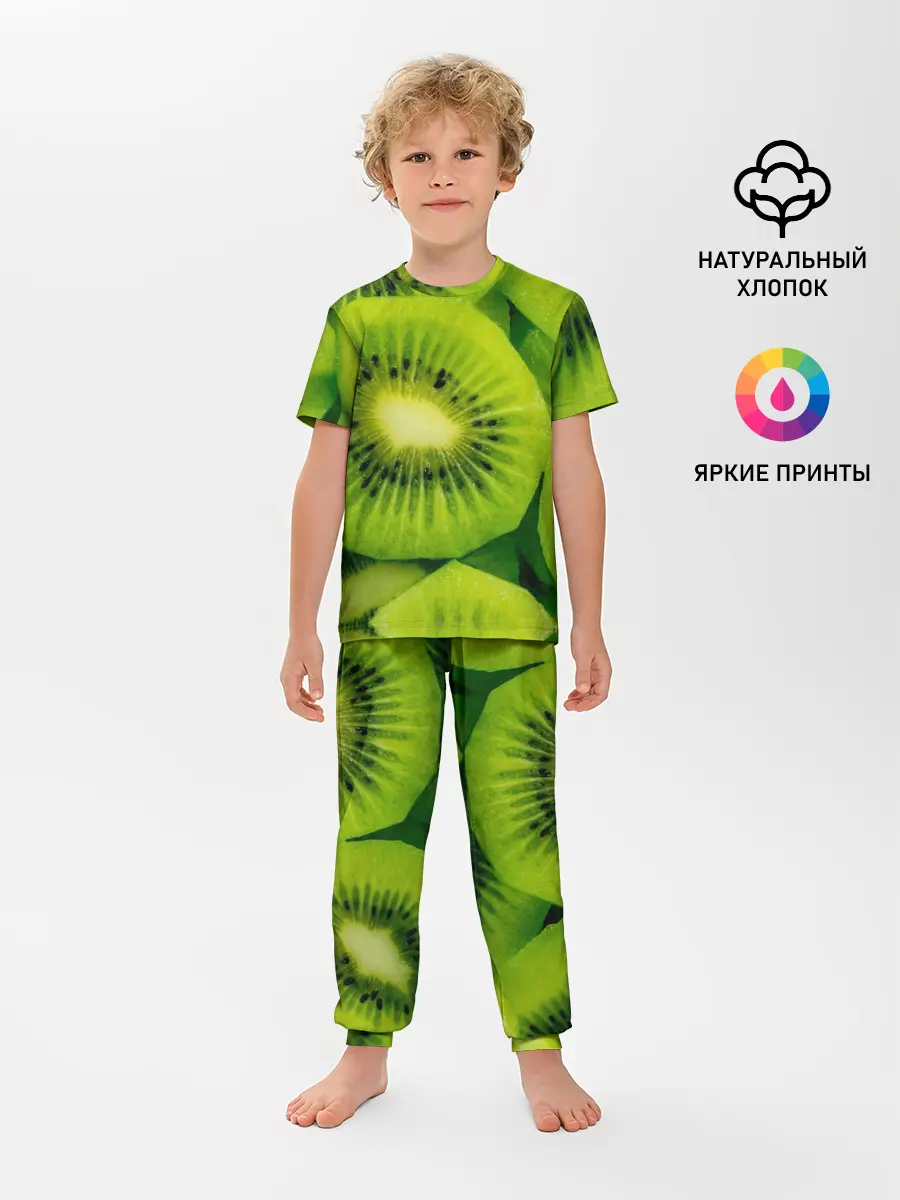 Детская пижама с брюками / Зеленый киви