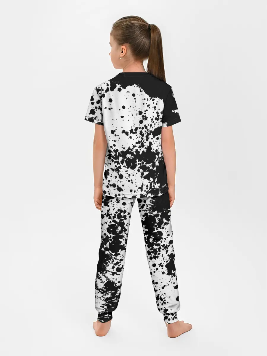 Детская пижама с брюками / Черно-белые капли