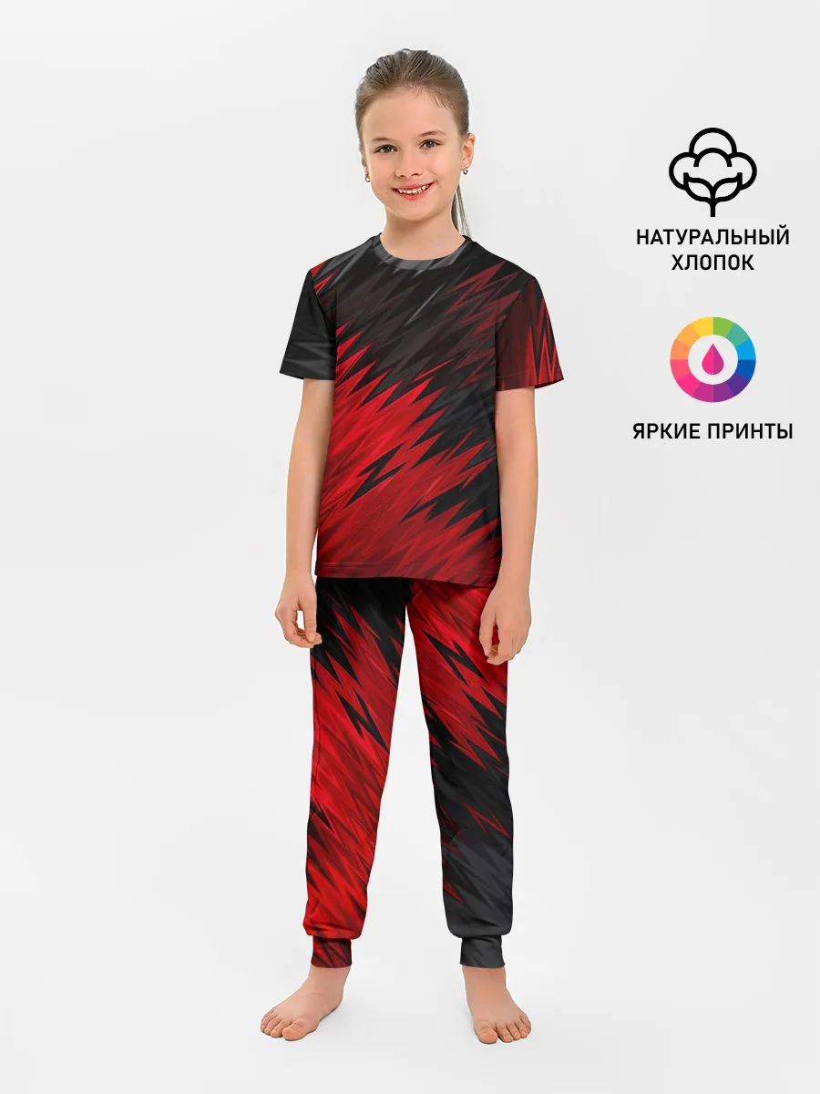 Детская пижама с брюками / ЧЁРНО КРАСНЫЕ КРАСКИ | RED BLACK STRIPES