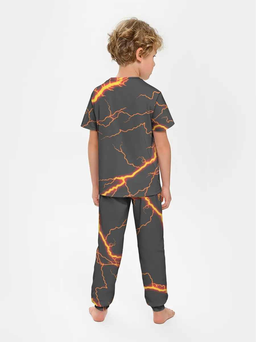 Детская пижама с брюками / KIMETSU NO YAIBA оранжевые молнии