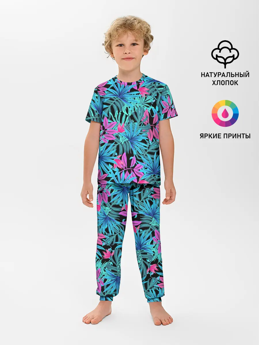 Детская пижама с брюками / Яркие цветы