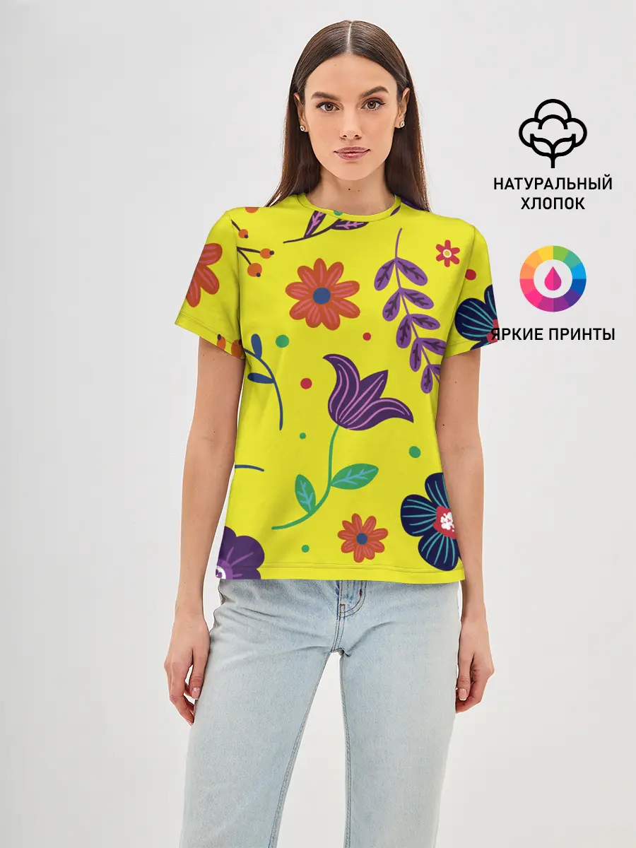 Женская базовая футболка / Цветочный микс