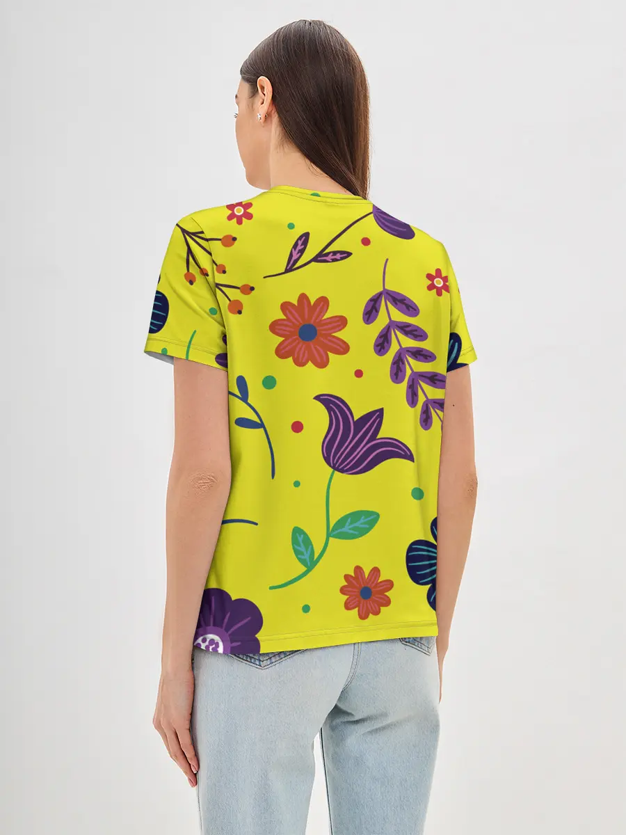 Женская базовая футболка / Цветочный микс