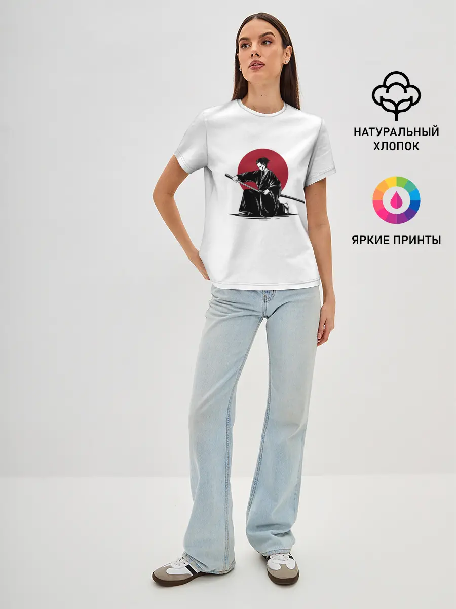 Женская базовая футболка / ЯПОНСКИЙ САМУРАЙ | SAMURAI IN THE SUN