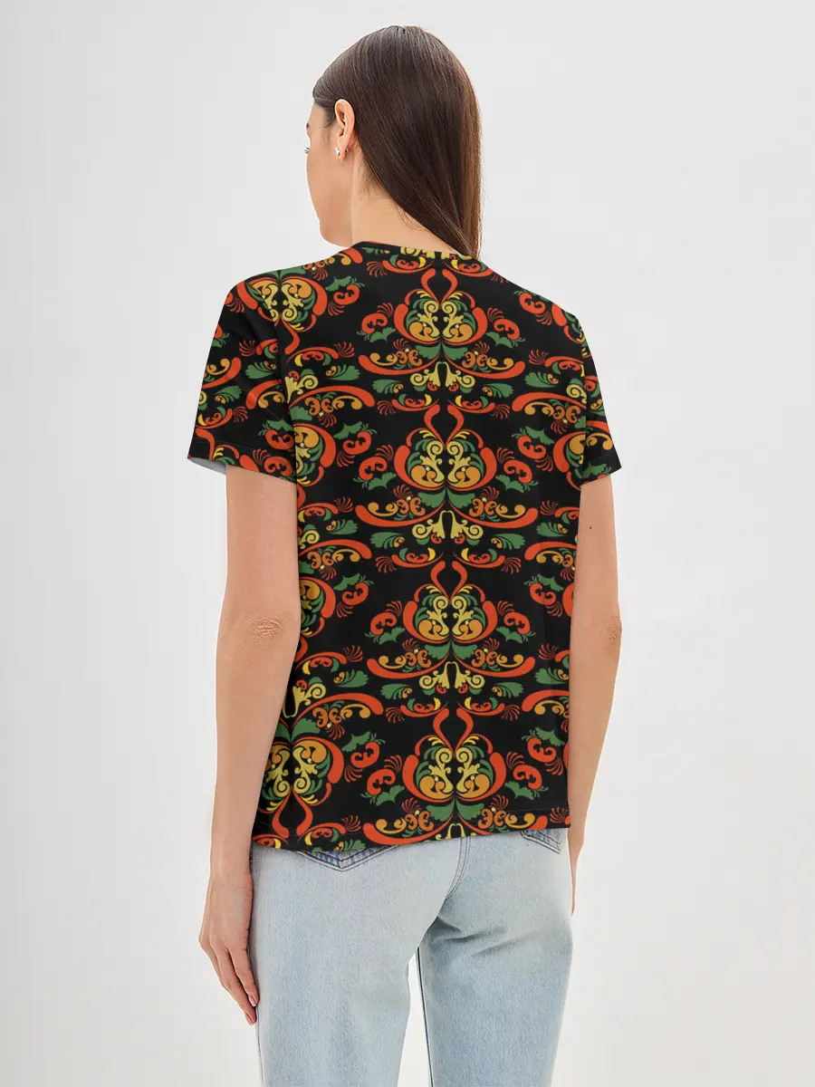 Женская базовая футболка / Хохломские узоры II