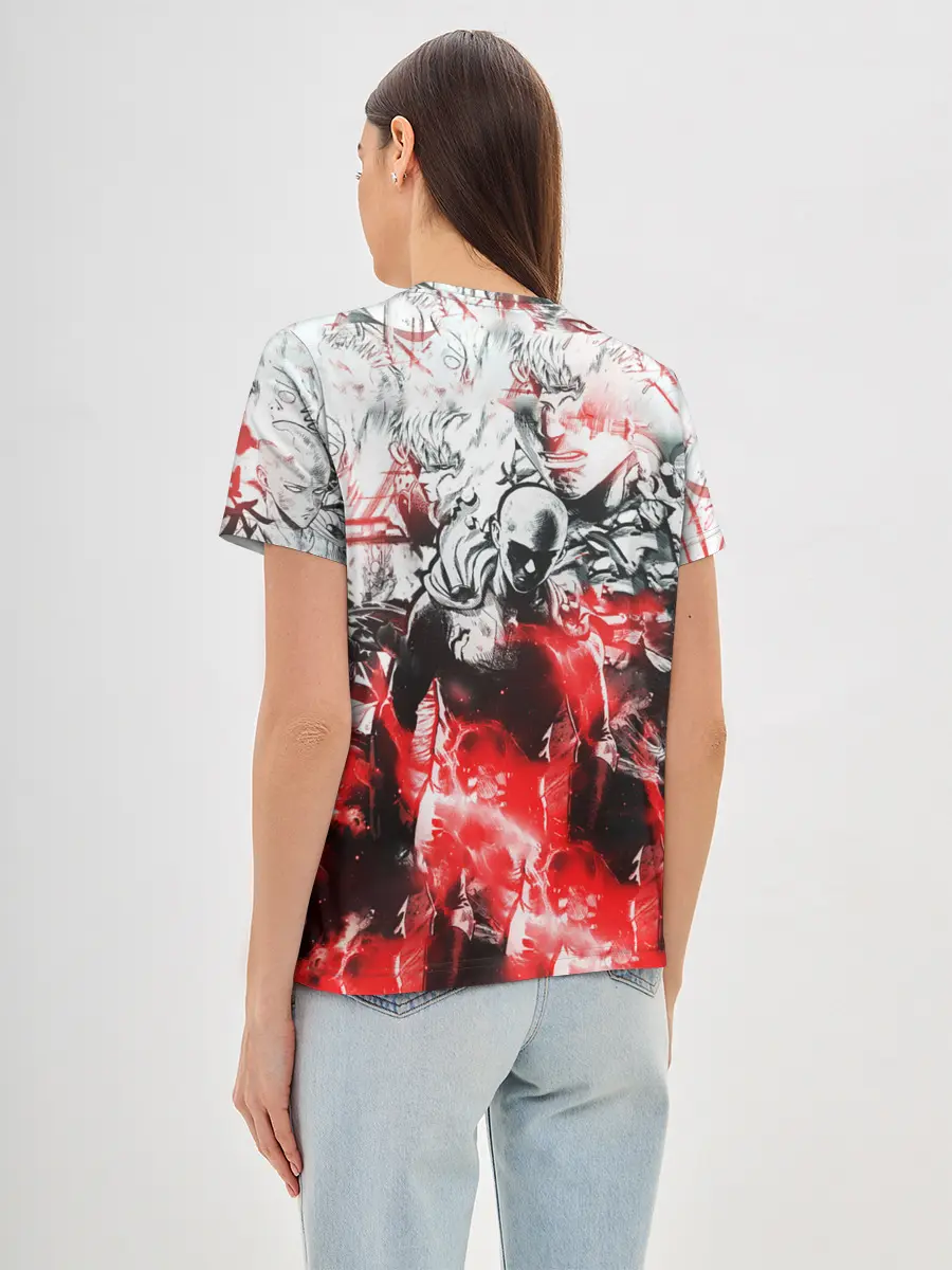 Женская базовая футболка / One-Punch Man Collage