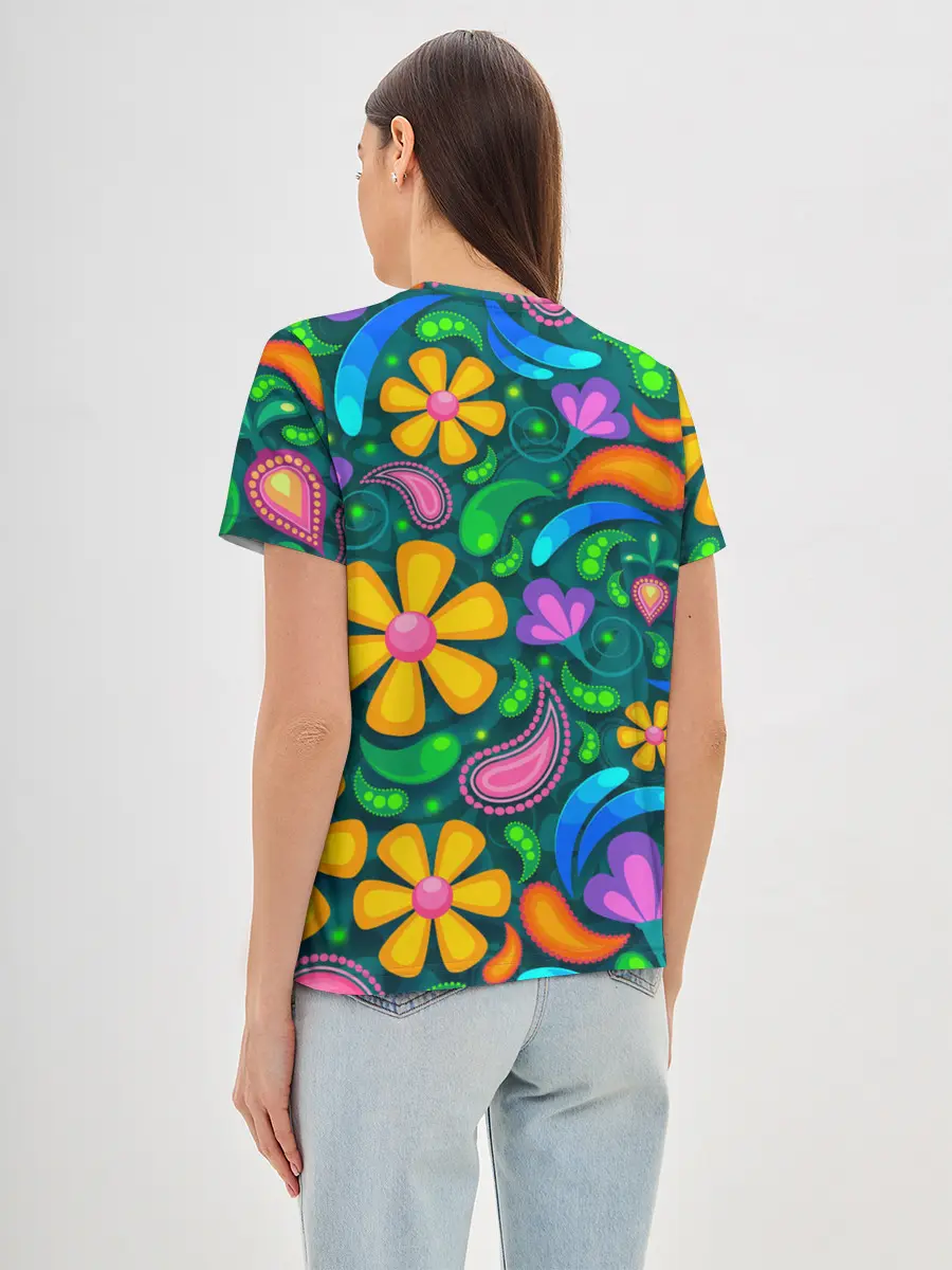 Женская базовая футболка / ЯРКИЕ ЦВЕТЫ