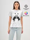 Женская базовая футболка / Панда Любовь Сердце Брызги