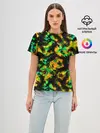 Женская базовая футболка / Абстрактный желто-зеленый узор