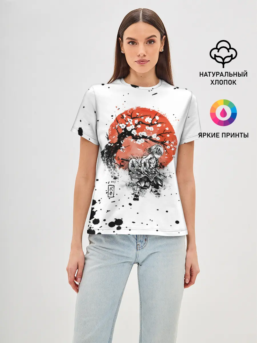 Женская базовая футболка / Зеницу Агацума Kimetsu no Yaiba