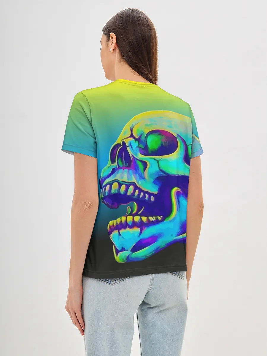 Женская базовая футболка / Neon skull