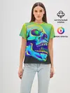 Женская базовая футболка / Neon skull