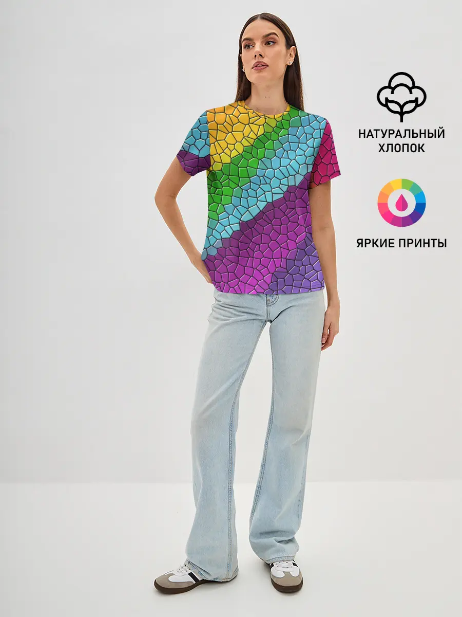 Женская базовая футболка / Яркая мозаика