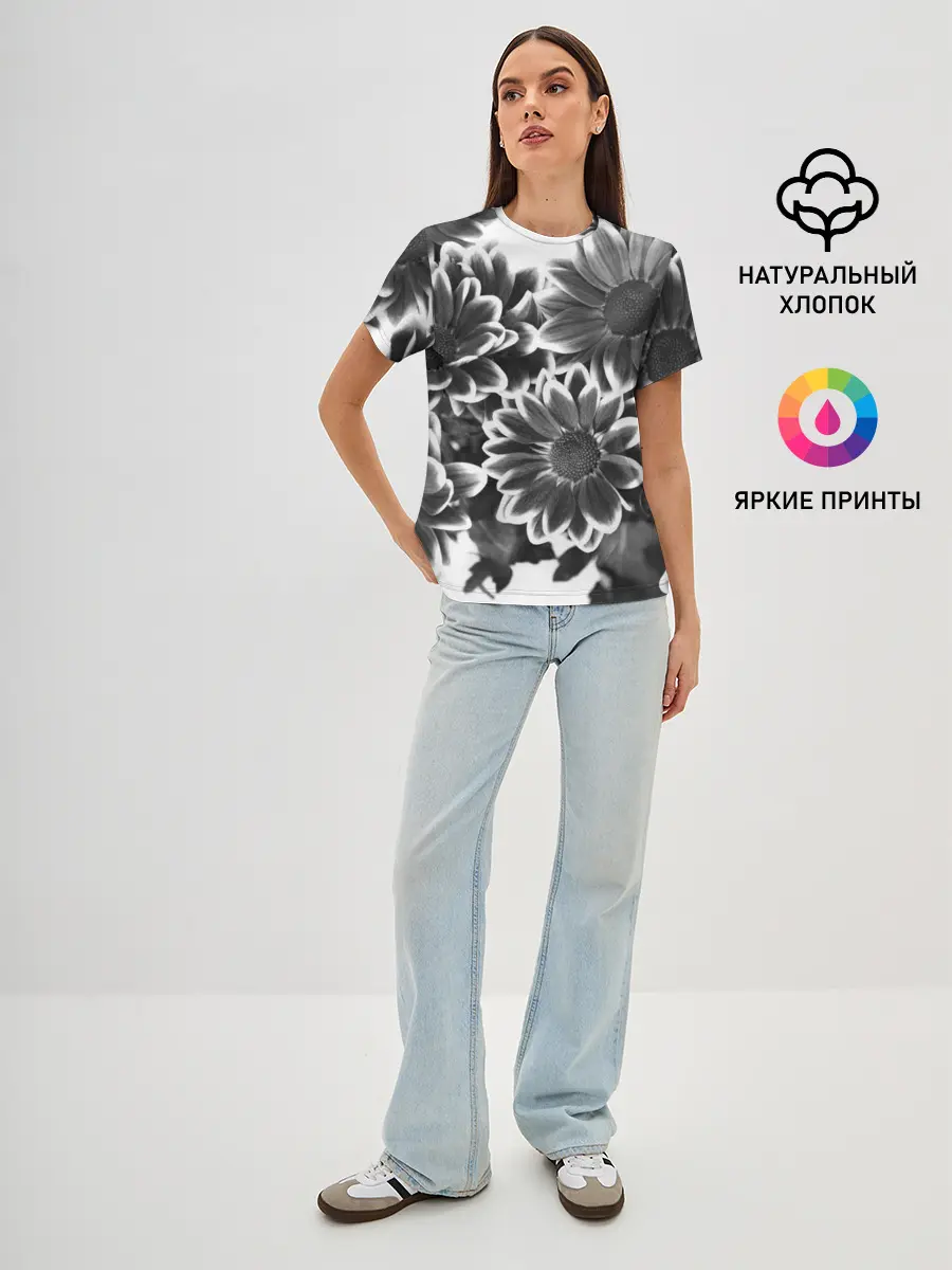 Женская базовая футболка / Цветочный Узор