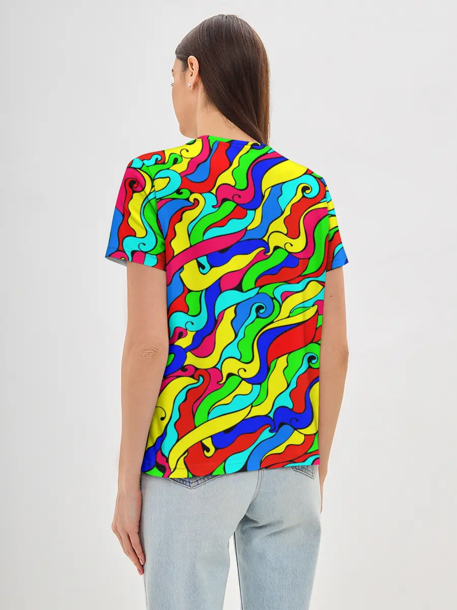Женская базовая футболка / Красочные узоры/абстракционизм