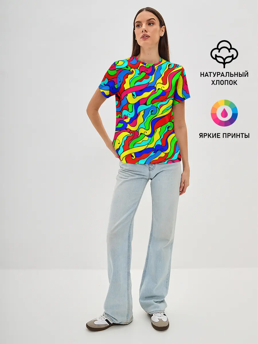 Женская базовая футболка / Красочные узоры/абстракционизм