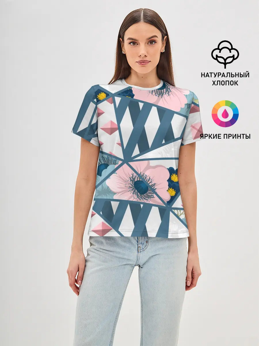Женская базовая футболка / Геометрия цветов