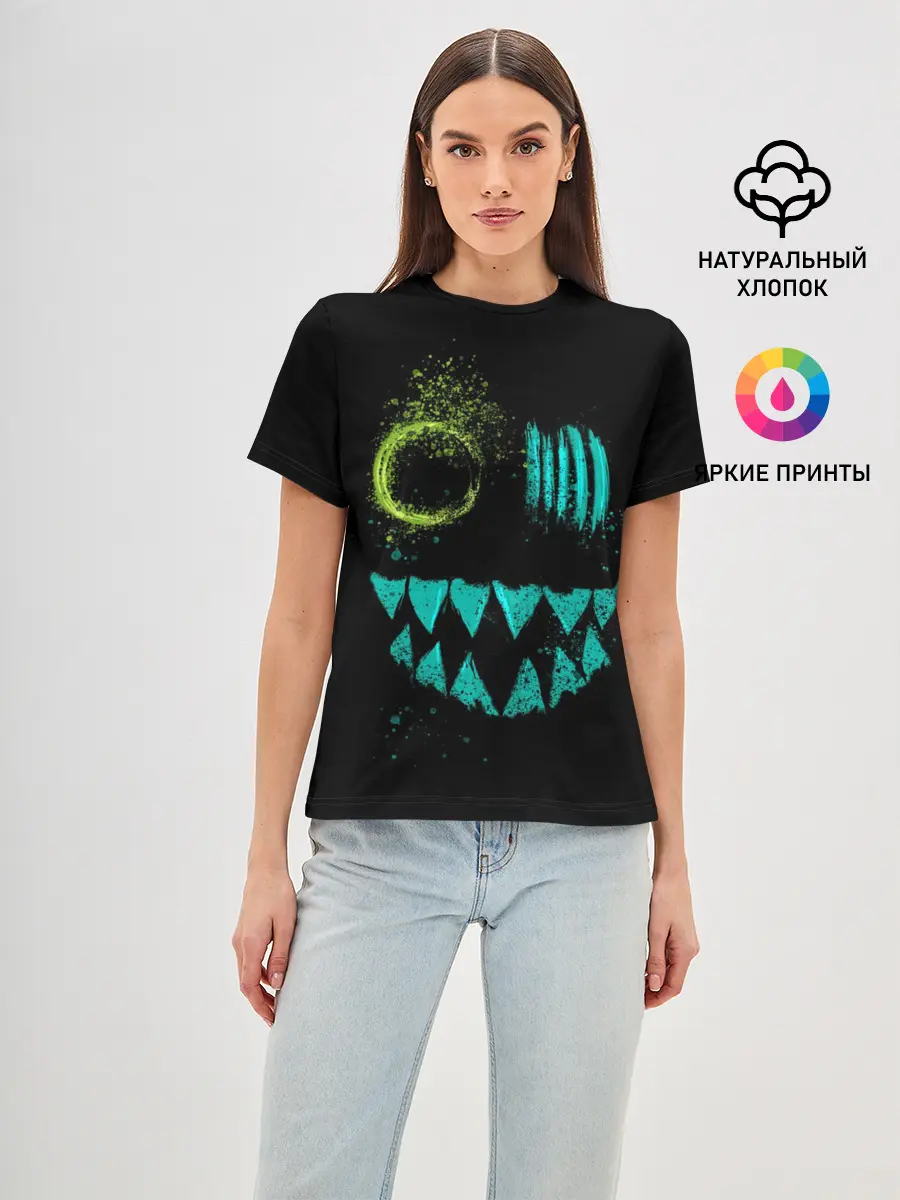 Женская базовая футболка / Неоновый Монстр