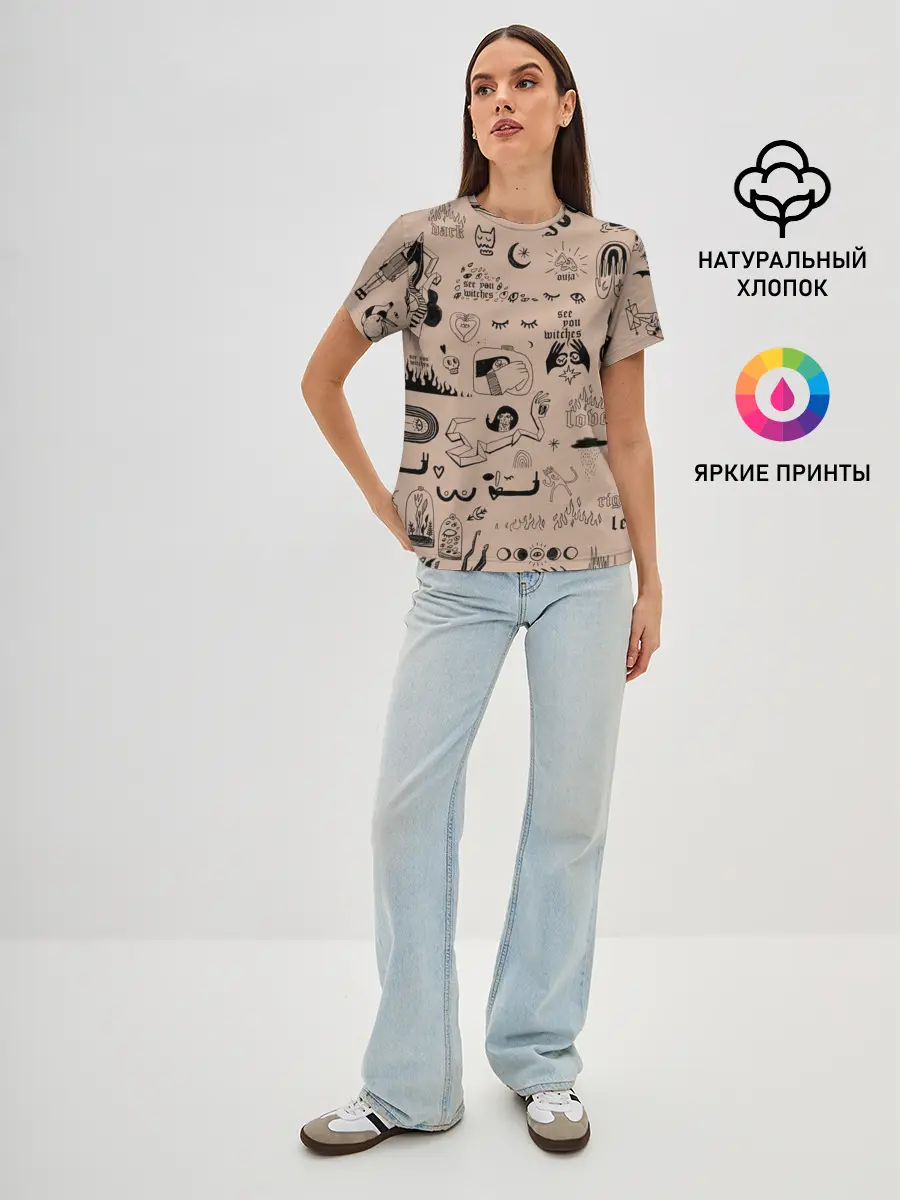 Женская базовая футболка / принт в стиле тату