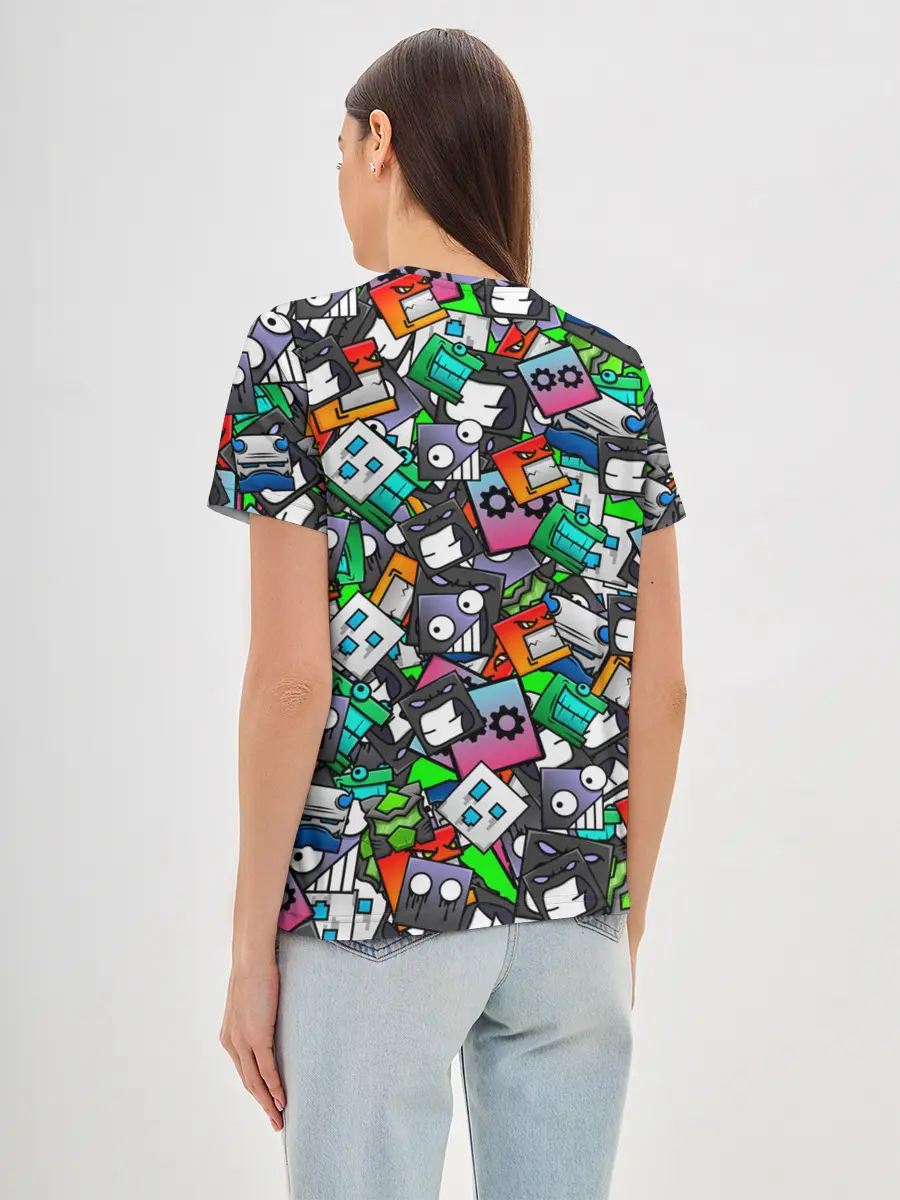 Женская базовая футболка / Geometry Dash | Pattern