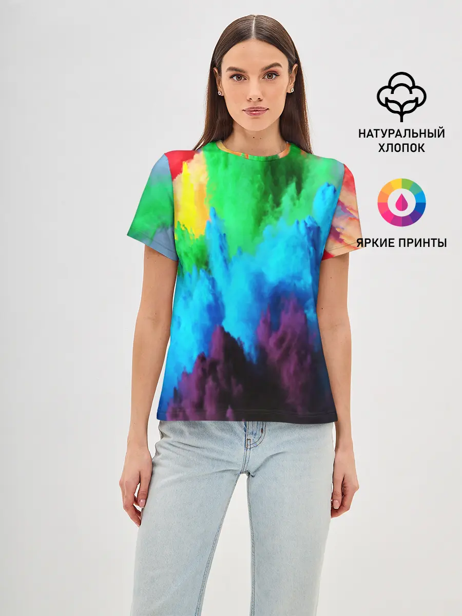 Женская базовая футболка / РАЗНОЦВЕТНЫЕ КРАСКИ