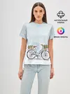 Женская базовая футболка / акварельный велосипед