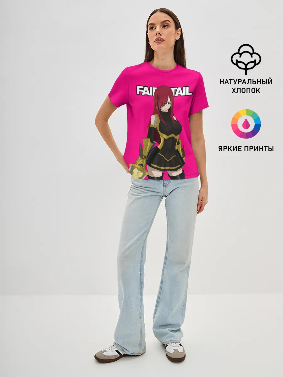 Женская базовая футболка / Эльза на розовом фоне