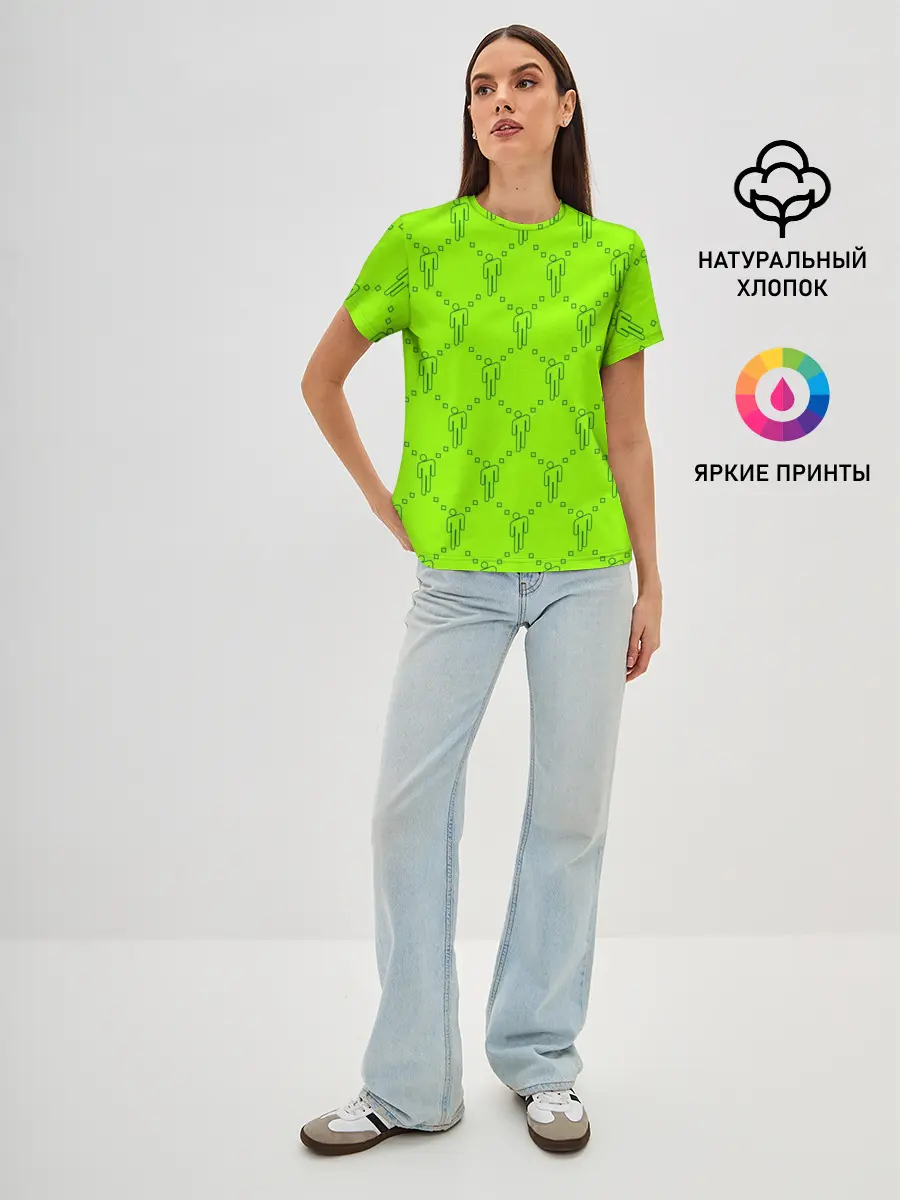 Женская базовая футболка / Billie Eilish pattern