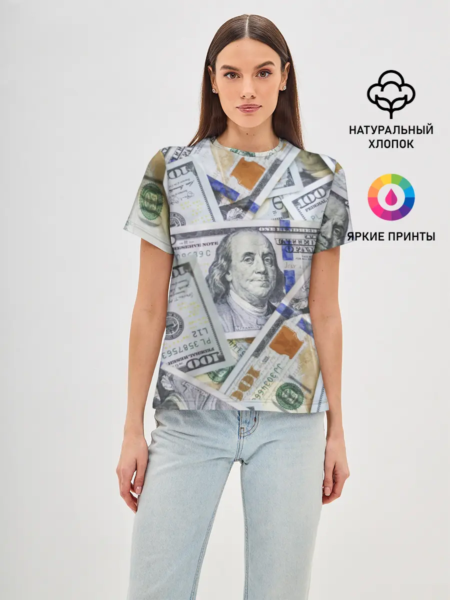 Женская базовая футболка / Доллары