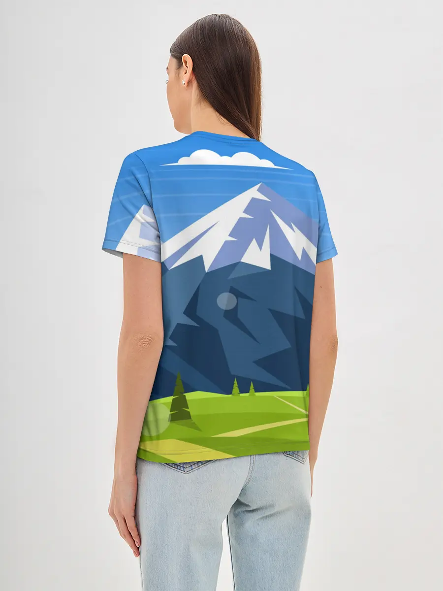 Женская базовая футболка / Горы пейзаж природа вектор