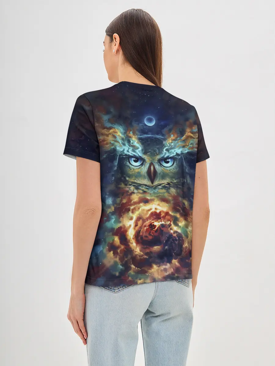 Женская базовая футболка / Сова Космос