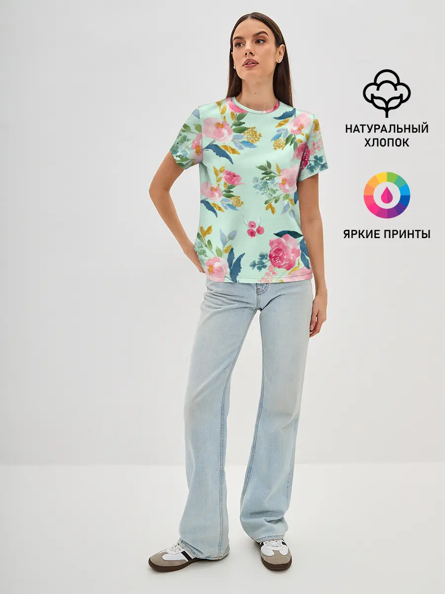 Женская базовая футболка / Цветы