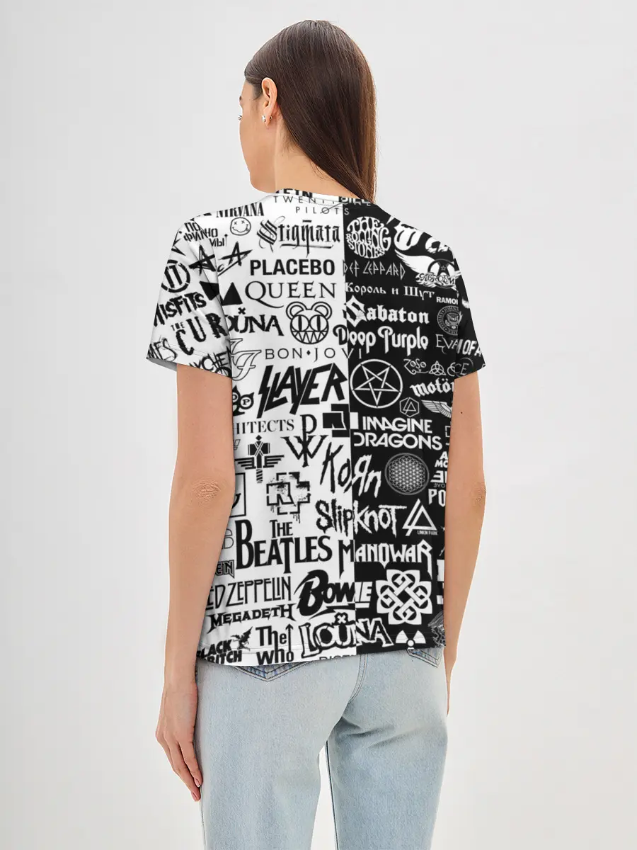 Женская базовая футболка / ЛОГОТИПЫ РОК ГРУПП