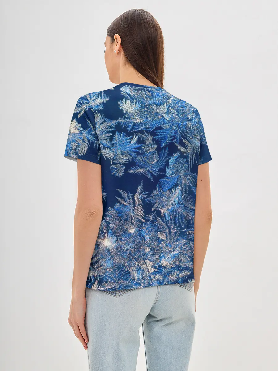 Женская базовая футболка / Снежинки макро snowflakes macro