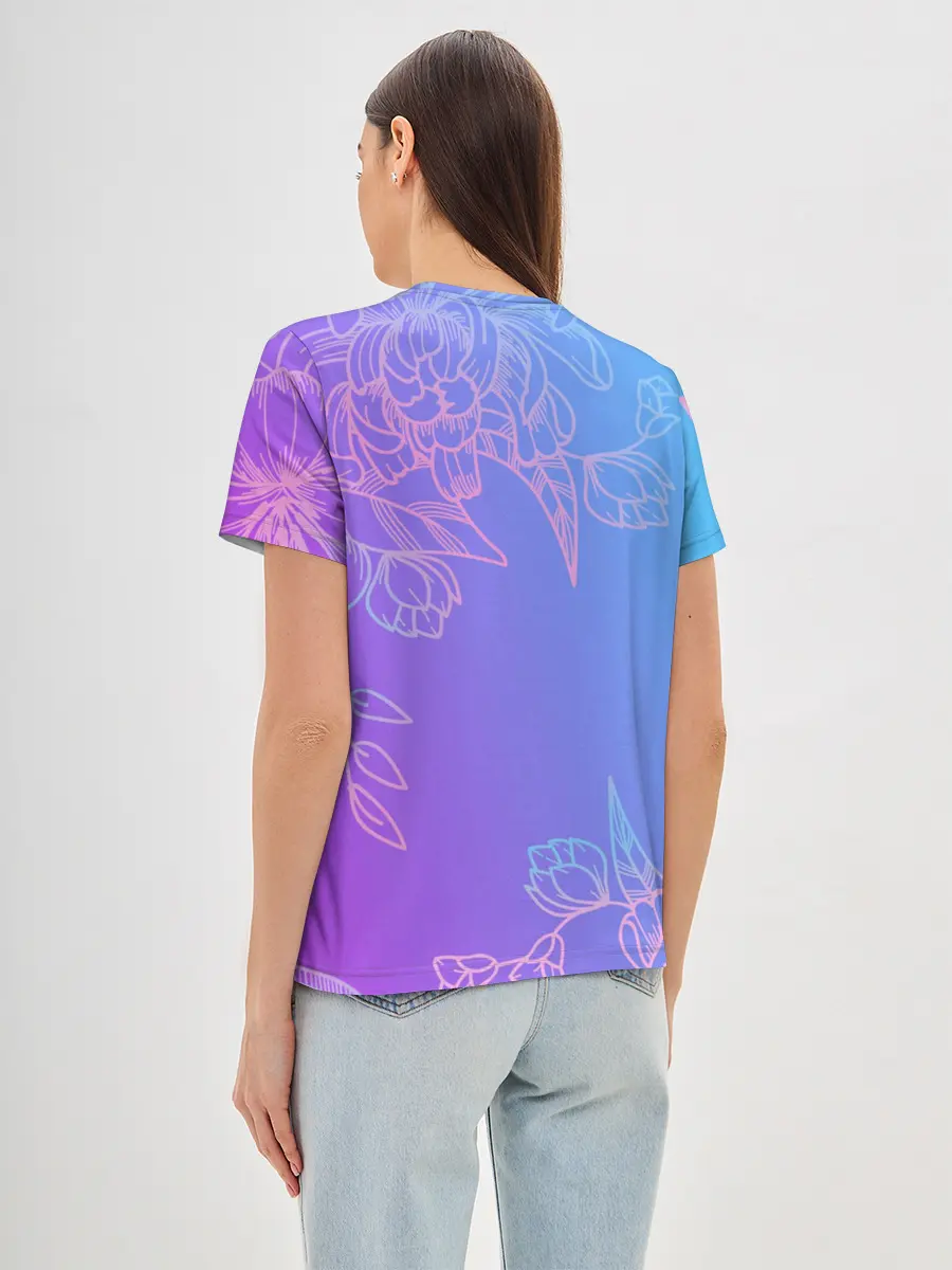 Женская базовая футболка / Цветочный Градиент