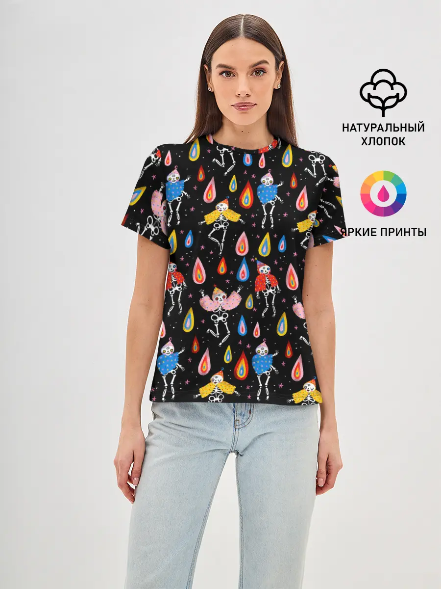 Женская базовая футболка / Танцы скелетов