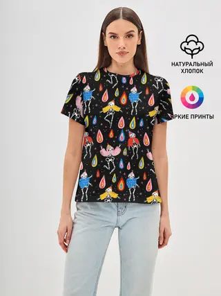 Женская базовая футболка / Танцы скелетов