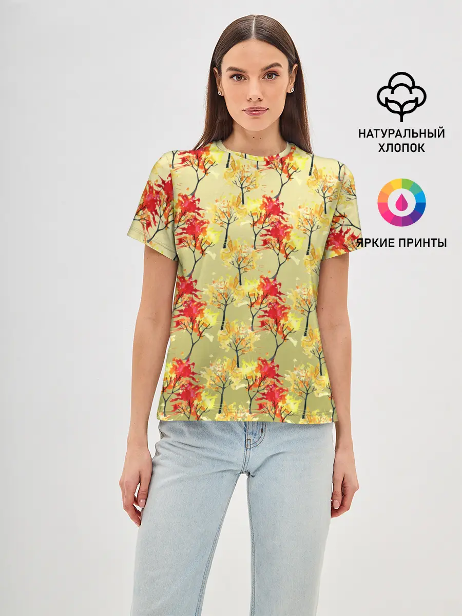 Женская базовая футболка / самый осенний принт