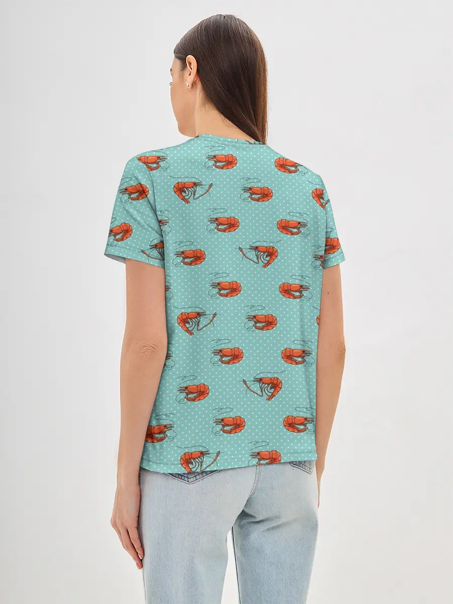 Женская базовая футболка / Креветки паттерн