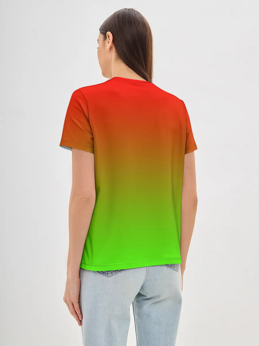 Женская базовая футболка / Градиент Яблоко