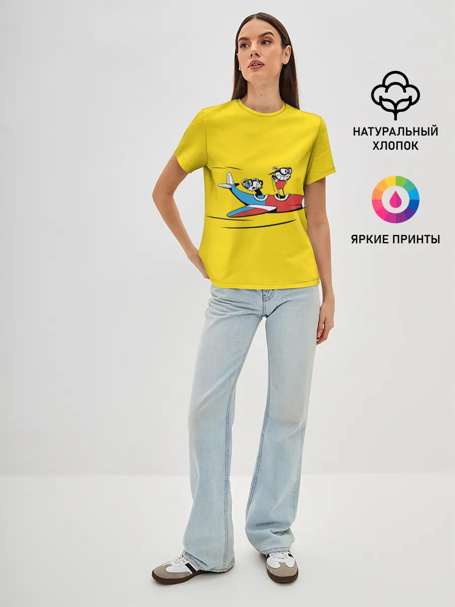 Женская базовая футболка / Летящие кружки