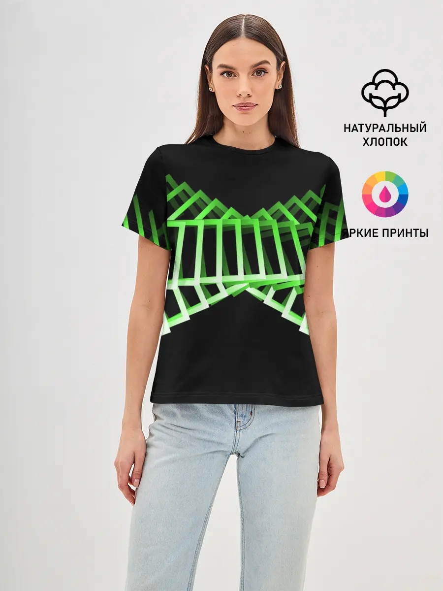 Женская базовая футболка / Неоновые квадраты