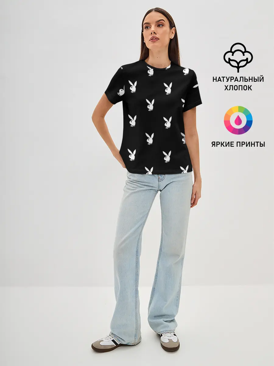 Женская базовая футболка / ПЛЕЙБОЙ ПАТТЕРН | PLAYBOY PATTERN